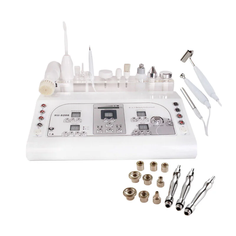 8 in 1 Multifunctional Galvanic Ultrasonic Vaccum Spray Face Body Massage BIO Microcurrent Skin Lifting Wrinkle Remove Facial Machine